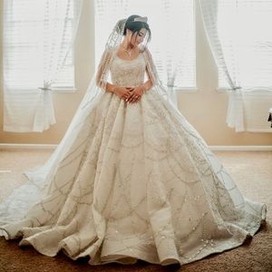 Custom Turkish Wedding Dress, Veil, and Crown for sale